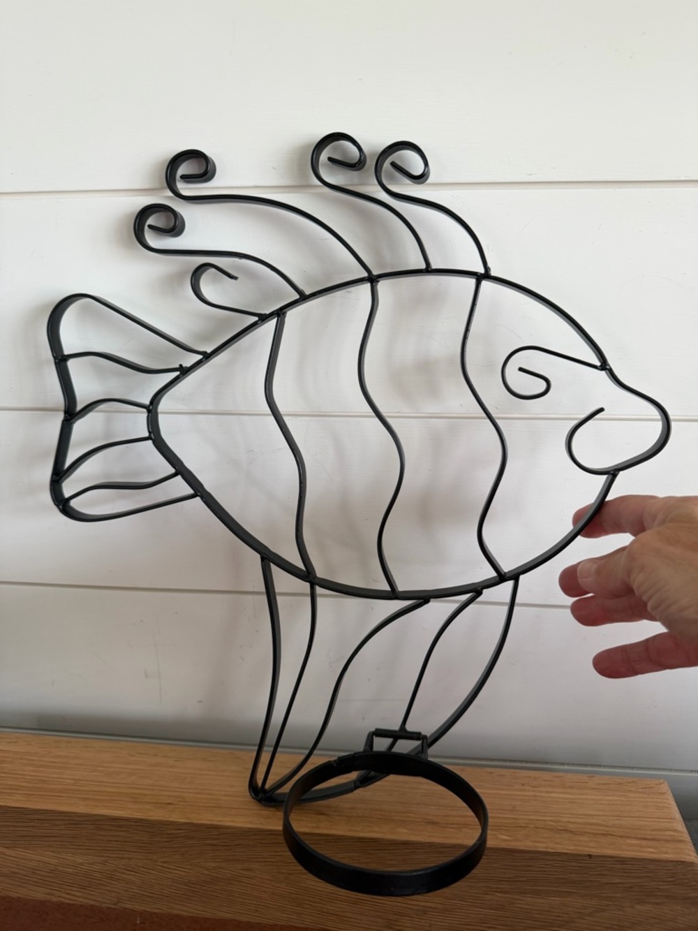 Fish Metal Wall Hanging Pot Flower Plant Holder 15 in